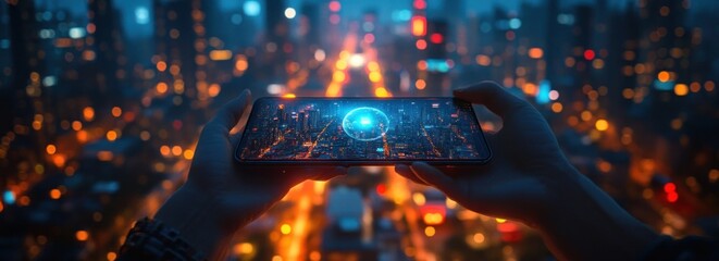 Mobile Communication Network Future Smartphone Global Connectivity Cyberpunk City