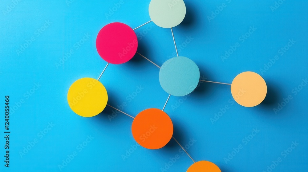 Poster minimalist interconnected circles symbolizing collaboration, teamwork dynamics, simplicity in design