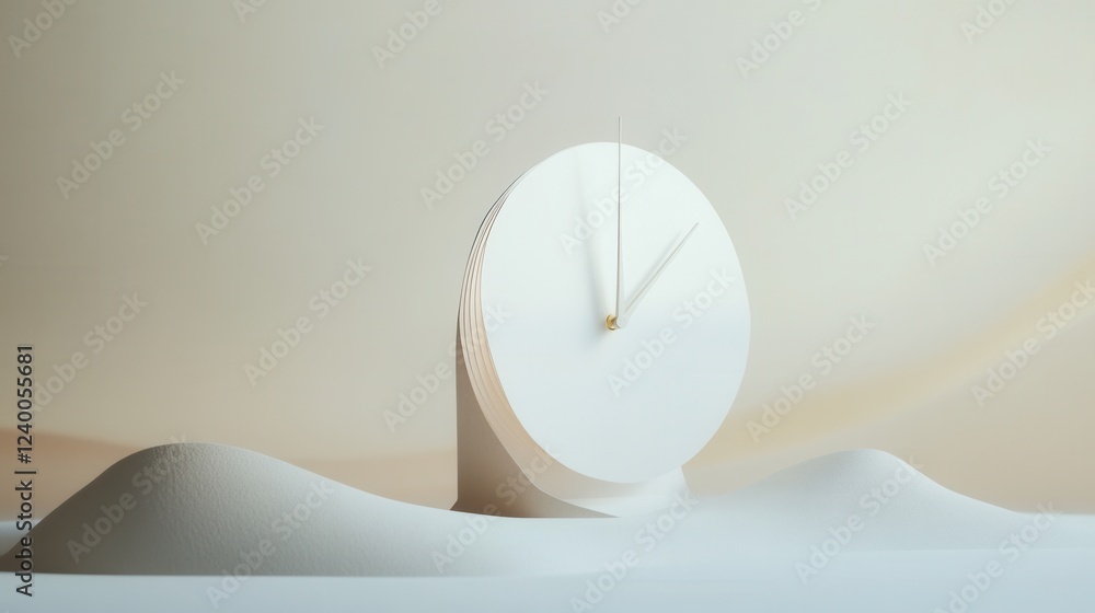 Poster minimalist paper clock, a sleek design symbolizing time management, emphasizing deadlines and effici