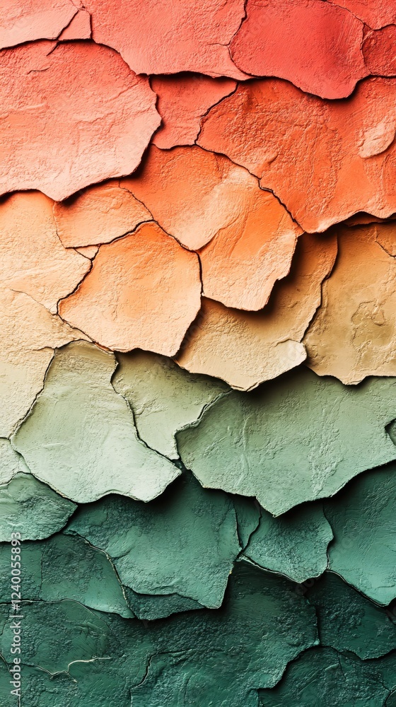 Poster textured surface with gradient color layers showing cracked and peeling paint effect