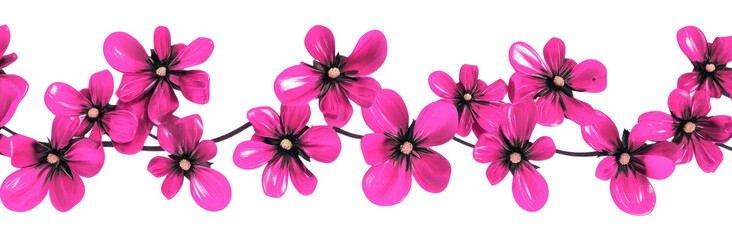 Obraz premium PNG Pink flowers border illustration decorative.