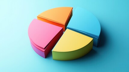 Obraz premium Vibrant layered pie chart, dynamic colors, intricate shadows, visually engaging design, informative data representation, modern aesthetic