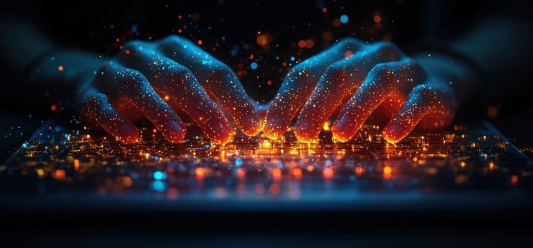 businessman typing on laptop for financial market analysis and business strategy planning with data visualization and dashboard tools