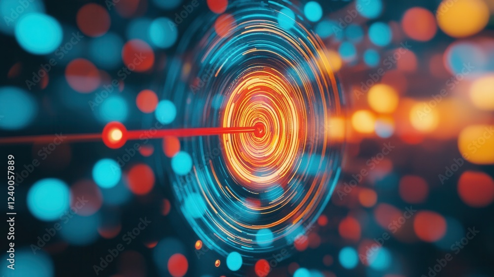 Poster digital business target visualization, dynamic animations showcasing strategic goals and metrics, en