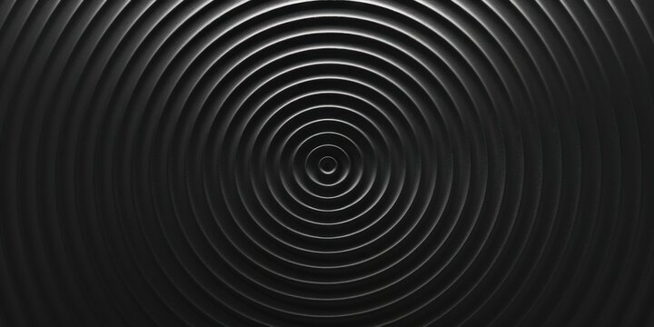 A solid black canvas featuring minimalistic, radiating concentric rings, Centered and harmonious design - Powered by Adobe