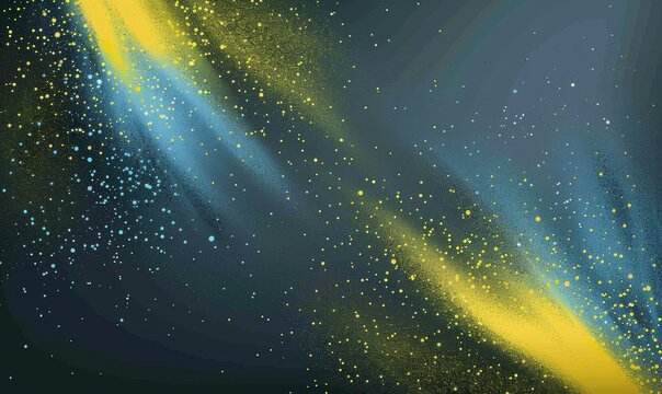 A colorful, starry sky with yellow and blue streaks