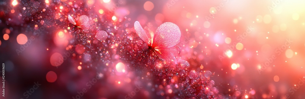 Poster soft pink bokeh abstract background impressionism gentle lighting serene atmosphere circular shapes 