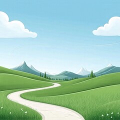 Serene Pastoral Landscape with Rolling Green Hills