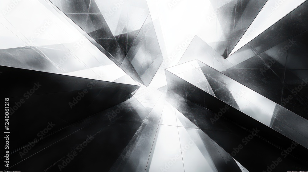 Poster dynamic diagonal lines and abstract shapes in high-contrast black and dark gray