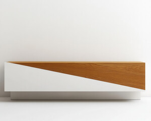 Modern Minimalist Wood and White Cabinet Design, Perfect for Contemporary Interiors and Architecture Enthusiasts
