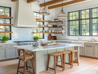 Modern Farmhouse Kitchen Island with Island Seating
