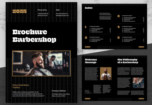 Black And Beige Barbershop Brochure