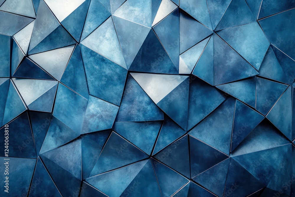 Aufkleber blue geometric abstract pattern background triangles polygons shapes gradients