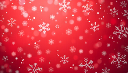 Abstract Christmas Snowflakes On Red Background, dinamic scene. isolated with white shades