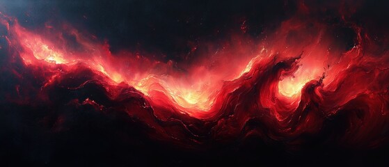 Abstract Fluid Dynamics Red Black Swirling Background with Textures and Patterns