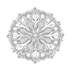 Mandala Design. Simple mandala design for coloring. Vector floral mandala. Geometric ornamental mandalas. Mandala flower art coloring pages.