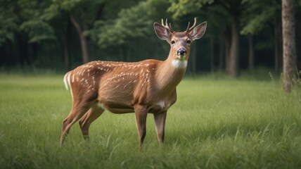 Obraz premium Deer standing on the grass