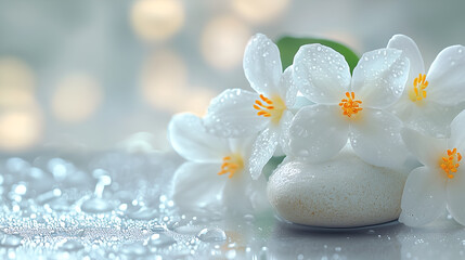 Serene Beauty White Jasmine Blossoms with Dew-Kissed Petals