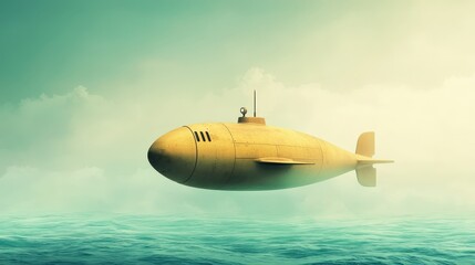 Surreal Yellow Submarine in Tranquil Ocean Scene