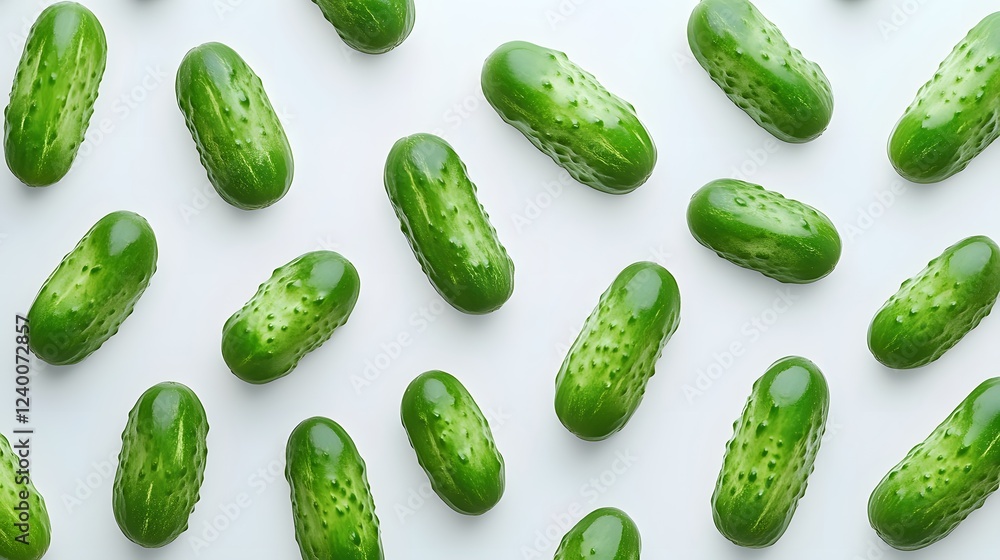 Poster green cucumbers arranged in a repeating pattern