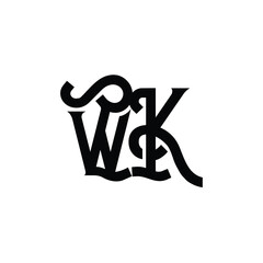 WK monogram logo design letter text name symbol monochrome logotype alphabet character simple logo