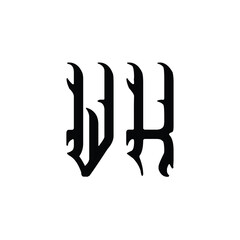 WK monogram logo design letter text name symbol monochrome logotype alphabet character simple logo