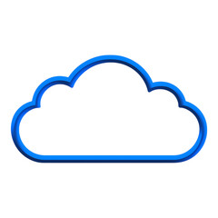 Obraz premium outline cloud icon with blue border, isolated on transparent background