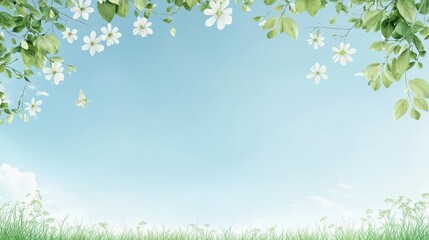 Tranquil Spring Sky with Blossoming Flowers