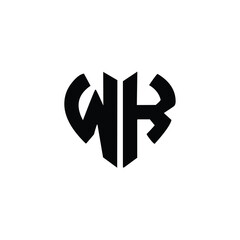 Obraz premium WK monogram logo design letter text name symbol monochrome logotype alphabet character simple logo