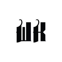 WK monogram logo design letter text name symbol monochrome logotype alphabet character simple logo