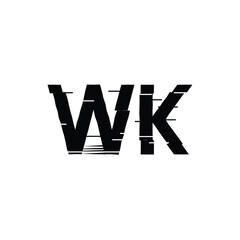 Obraz premium WK monogram logo design letter text name symbol monochrome logotype alphabet character simple logo