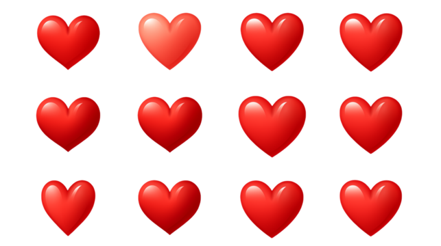 Red Heart Icons Perfect for Love and Valentines Day