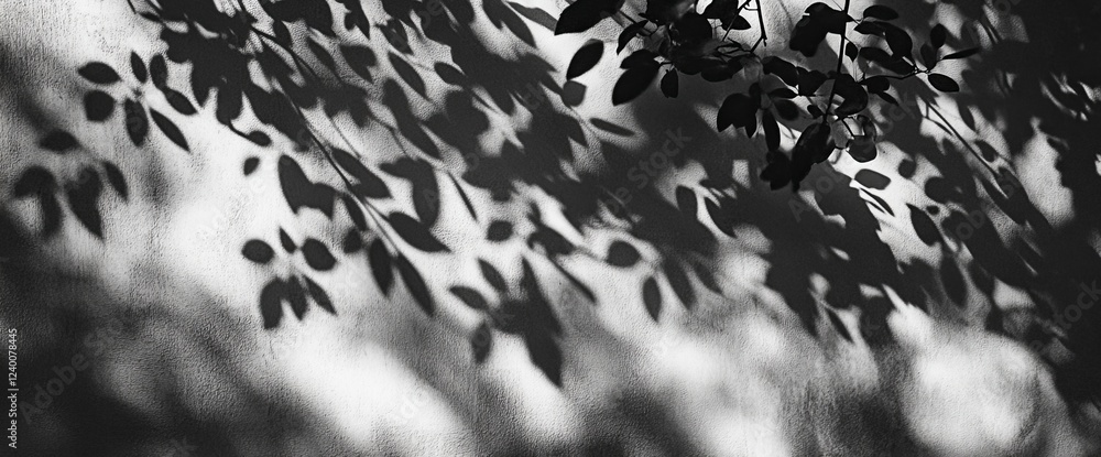 Aufkleber abstract grayscale image of leaf shadows on a wall.