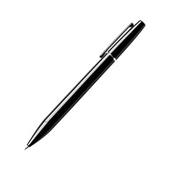 sleek black ballpoint pen, isolated on transparent background, cut out
