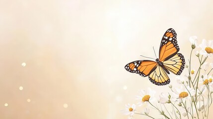 Obraz premium Vibrant Butterfly on Soft Floral Background