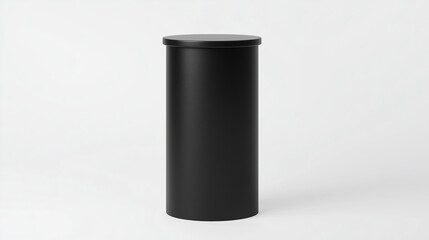 Sleek Black Cylindrical Container: A minimalist design featuring a sleek, black, cylindrical container with a smooth matte finish.
