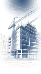 Fototapeta premium Modern construction site with crane and building framework