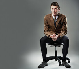 Fashion, businessman and thoughts in studio for thinking, broker and pride for formal clothes....