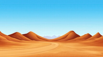 Vibrant Desert Landscape Under Clear Blue Sky
