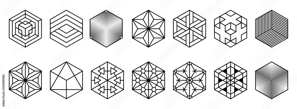 Aufkleber abstract geometric hexagonal graphic design print 3d cubes pattern. seamless geometric cubes pattern