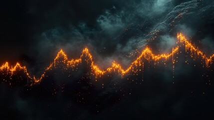 Fototapeta premium Abstract glowing graph with rising trend line symbolizing business growth and data-driven success.