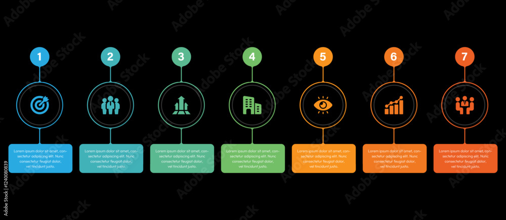 Poster 7 data infographics tab paper index template. vector illustration abstract background. can be used f