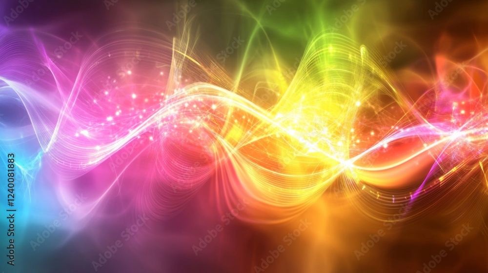 Fototapete A vibrant swirl of colorful light patterns, creating an ethereal and dynamic visual display in rainbow hues.