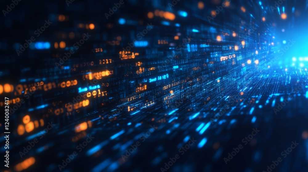Aufkleber a vibrant abstract representation of digital data flowing in a futuristic environment with glowing b