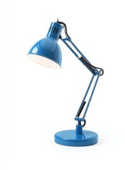 Blue adjustable desk lamp isolated on white.