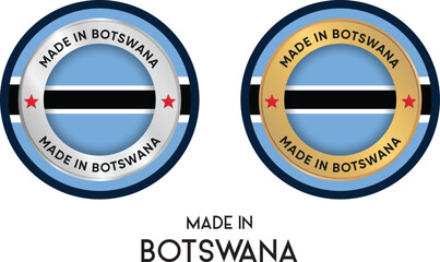 Made in Botswana. Premium labels, stickers, pointer, badge and symbol of Botswana flag icon. Collection vector illustration