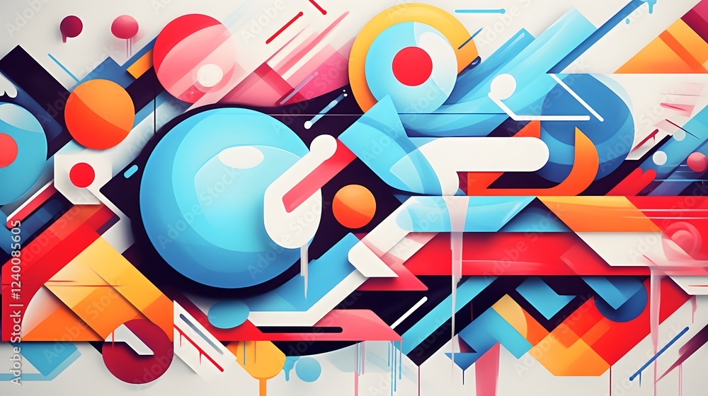 Poster stunning abstract composition with a vibrant explosion of colorful geometric shapes patterns and dig