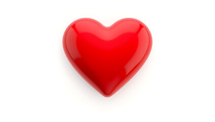 Fototapeta premium A simple 3D render of a red heart icon with a smooth, glossy finish, placed on a plain white background. The icon represents love and care.