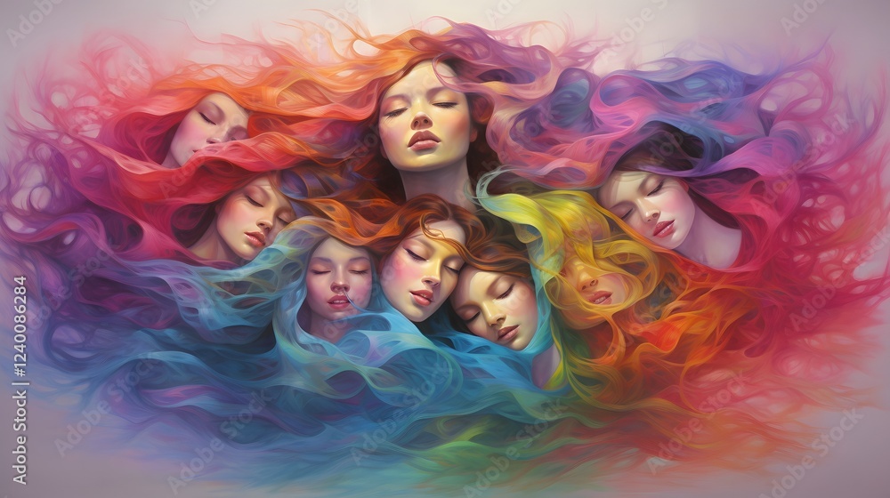 Poster this captivating digital artwork depicts a vibrant swirl of emotions blending seamlessly into one an