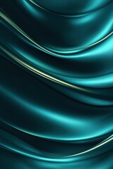 Obraz premium Abstract teal fabric with golden highlights flowing in gentle waves creating a smooth texture
